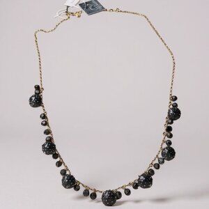 Talbots Necklace Gold Tone Chain Black‎ Dangle Beads 33 Inches Classic